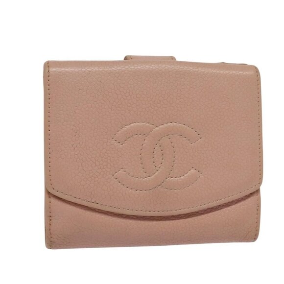 CHANEL Bifold Wallet Grained Calf Skin Pink CC - Picture 1 of 16